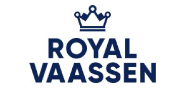Royal Vaassen logo met kroon boven de tekst 'ROYAL VAASSEN' in donkerblauwe hoofdletters