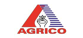 Agrico logo met een gestileerde rode en blauwe letter A en een hand die een plant vasthoudt in het midden