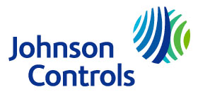 Johnson Controls logo met blauw en groen abstract globe ontwerp
