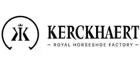 Royal Kerckhaert horseshoe logo in zwarte letters en logo met hoef en KK erin en een kroontje.